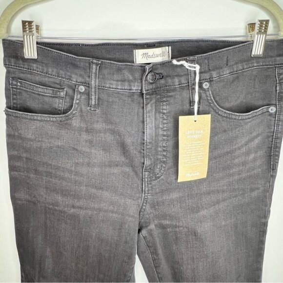 Madewell 9”High Riser Off Black Skinny Jeans Distressed, Size 32 Short NWOT - Picture 5 of 10